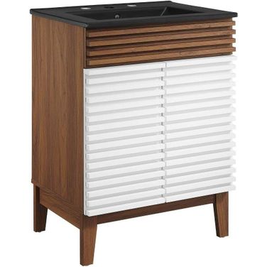 Render 24 Inch Bathroom Vanity In White Walnut Black