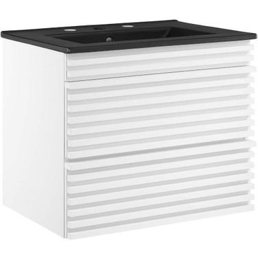 Render 24 Inch Wall Mount Bathroom Vanity In White Black
