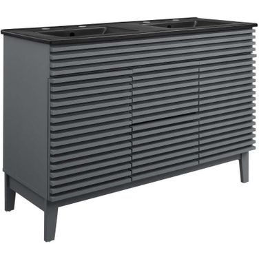 Render 48 Inch Double Sink Bathroom Vanity In Gray Black