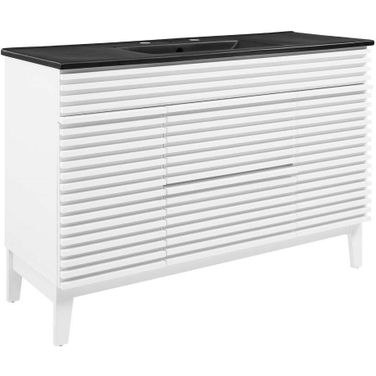 Render 48 Inch Single Sink Bathroom Vanity In White Black