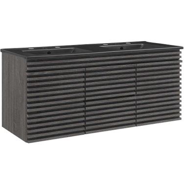 Render 48 Inch Wall Mount Bathroom Vanity In Charcoal Black EEI-5802-CHA-BLK