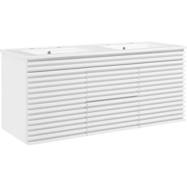 Render 48 Inch Wall Mount Bathroom Vanity In White EEI-5802-WHI-WHI