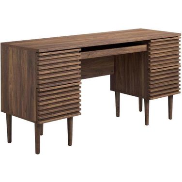 Render Office Desk In Walnut