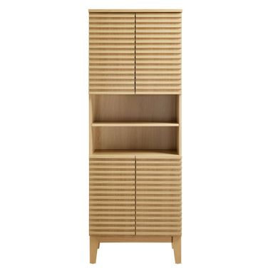 Render Tall Bathroom Storage Cabinet In Oak