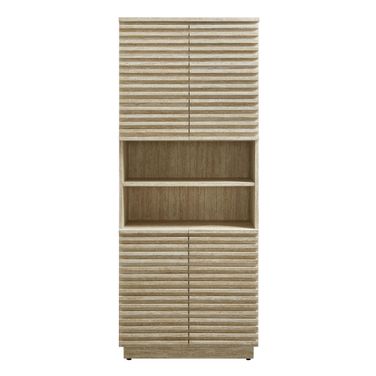 Render Tall Faux Travertine Linen Storage Cabinet In Travertine