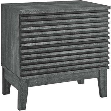 Render Two Drawer Nightstand In Charcoal