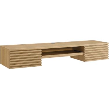 Render Wall Mount Wood Office Desk In Oak