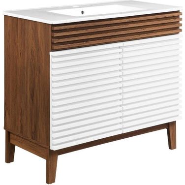 Render Walnut White 36 Inch Bathroom Vanity
