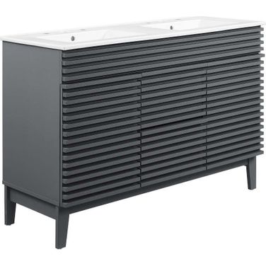 Render White And Gray 48 Inch Double Sink Bathroom Vanity