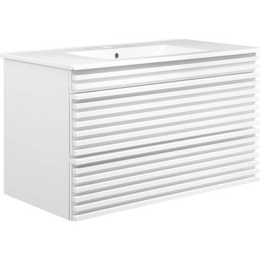 Render White 36 Inch Wall-Mount Bathroom Vanity