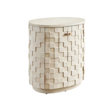Rendezvous Albion Stone Oval Nightstand In Beige