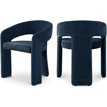 Rendition Fabric Upholstered Dining Chair Set of 2 In Navy