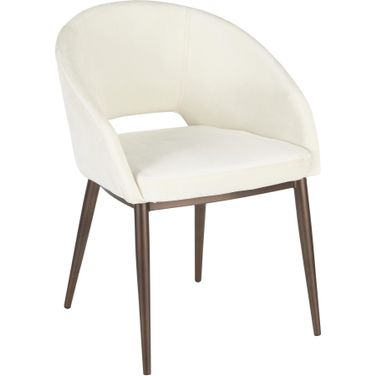 Renee Contemporary Chair In Copper Metal Legs With Cream Velvet