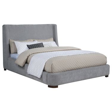 Rennes Upholstered Eastern King Wingback Platform Bed In Grey