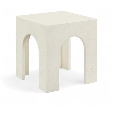 Renza Concrete and Fiberglass Indoor/Outdoor End Table In Cream