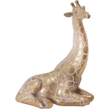Resin 10 Inch Sitting Giraffe In Gold