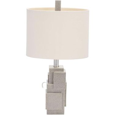 Resin 21 Inch Blocks Table Lamp In Gray