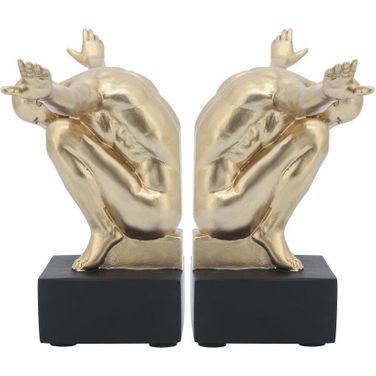 Resin 6 Inch Man Sculpture Bookend In Gold