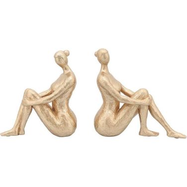 Resin Gold Lady Bookends Set of 2