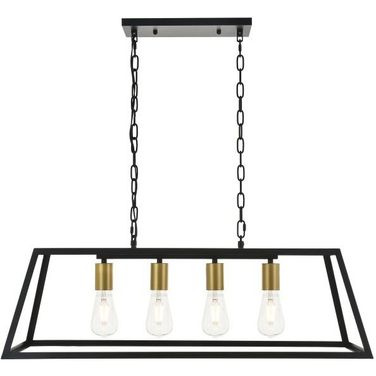 Resolute 4 Light Brass And Black Pendant