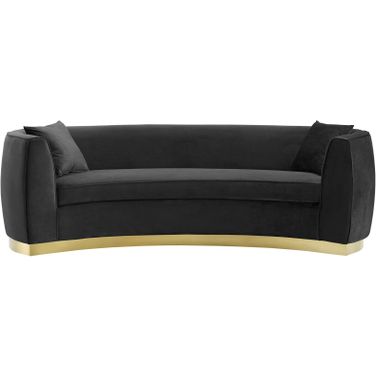 Resolute Black Curved Performance Velvet Sofa