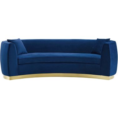 Resolute Navy Curved Performance Velvet Sofa