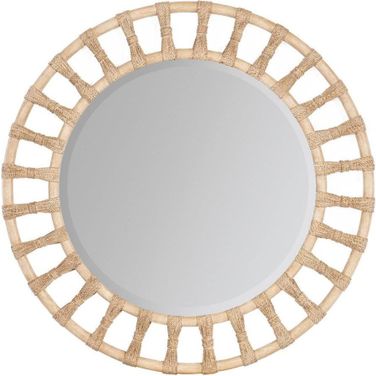 Retreat Pole Rattan Accent Mirror In Light Wood