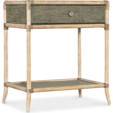 Retreat Pole Rattan Bedside Table In Green