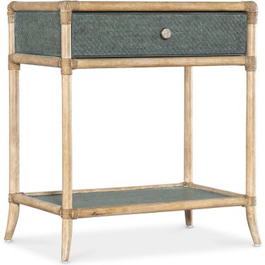 Retreat Pole Rattan Bedside Table In Blue