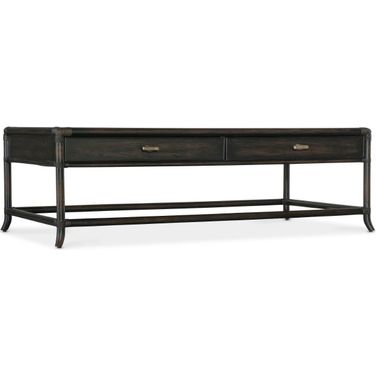 Retreat Pole Rattan Cocktail Table In Dark Wood