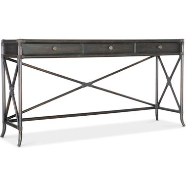 Retreat Pole Rattan Console In Dark Wood