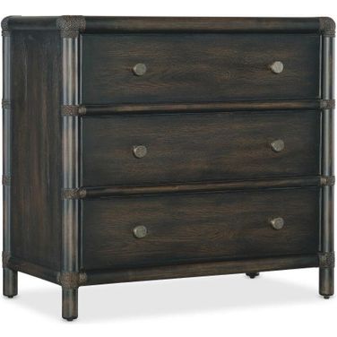 Retreat Pole Rattan Nightstand In Dark Wood