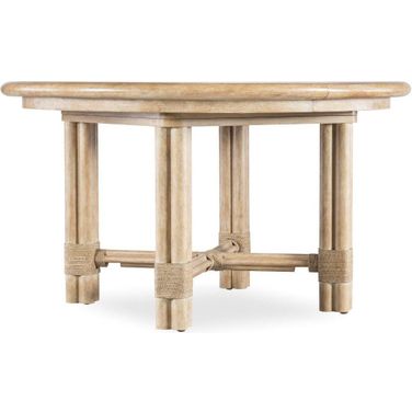 Retreat Pole Rattan Round Dining Table with 1-20 Inch Leaf In Light Wood