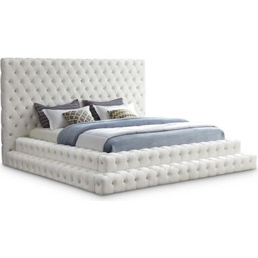 Revel Velvet King Bed In Cream