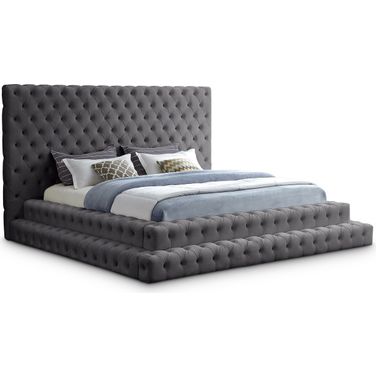 Revel Velvet King Bed In Grey