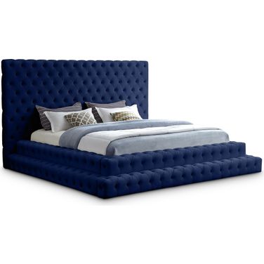 Revel Velvet King Bed In Navy
