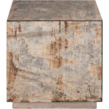 Reverse Antique Mirror Cocktail Cube W. Silver Leaf Base