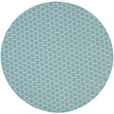Reversible 8' x 8' Indoor Outdoor Round Rug In Aqua