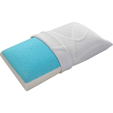 Reversible Hypoallergenic Cool Gel Layer and Soft Memory Foam Comfort Queen Size Pillow In White