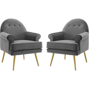 Revive Armchair Performance Velvet Set of 2 In Gray