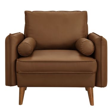 Revive Upholstered Vegan Leather Accent Armchair In Brown