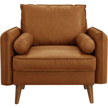 Revive Upholstered Vegan Leather Accent Armchair In Tan