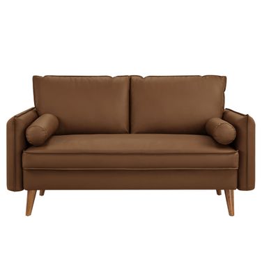 Revive Upholstered Vegan Leather Loveseat In Brown