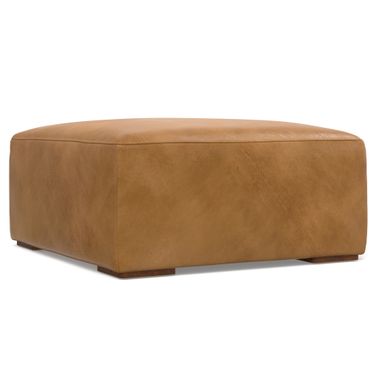 Rex Genuine Leather Ottoman In Sienna