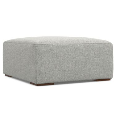 Rex Woven Performance Fabric Ottoman In Pale Grey