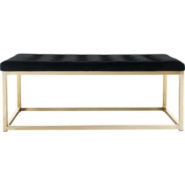 Reynolds Black/Brass Velvet Bench