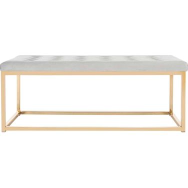 Reynolds Grey/Brass Velvet Bench