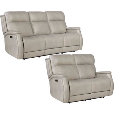 MS Rhea Sahara Ash Leather Zero Gravity Power Reclining Living Room Set With Power Headrest
