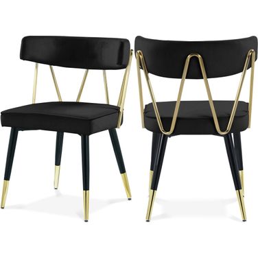 Rheingold Velvet Dining Chair Set of 2 In Black
