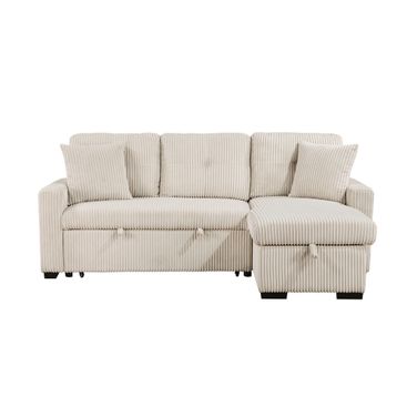 Rhett 3-Piece Reversible Sectional with Pull-out Bed and Hidden Storage In Beige